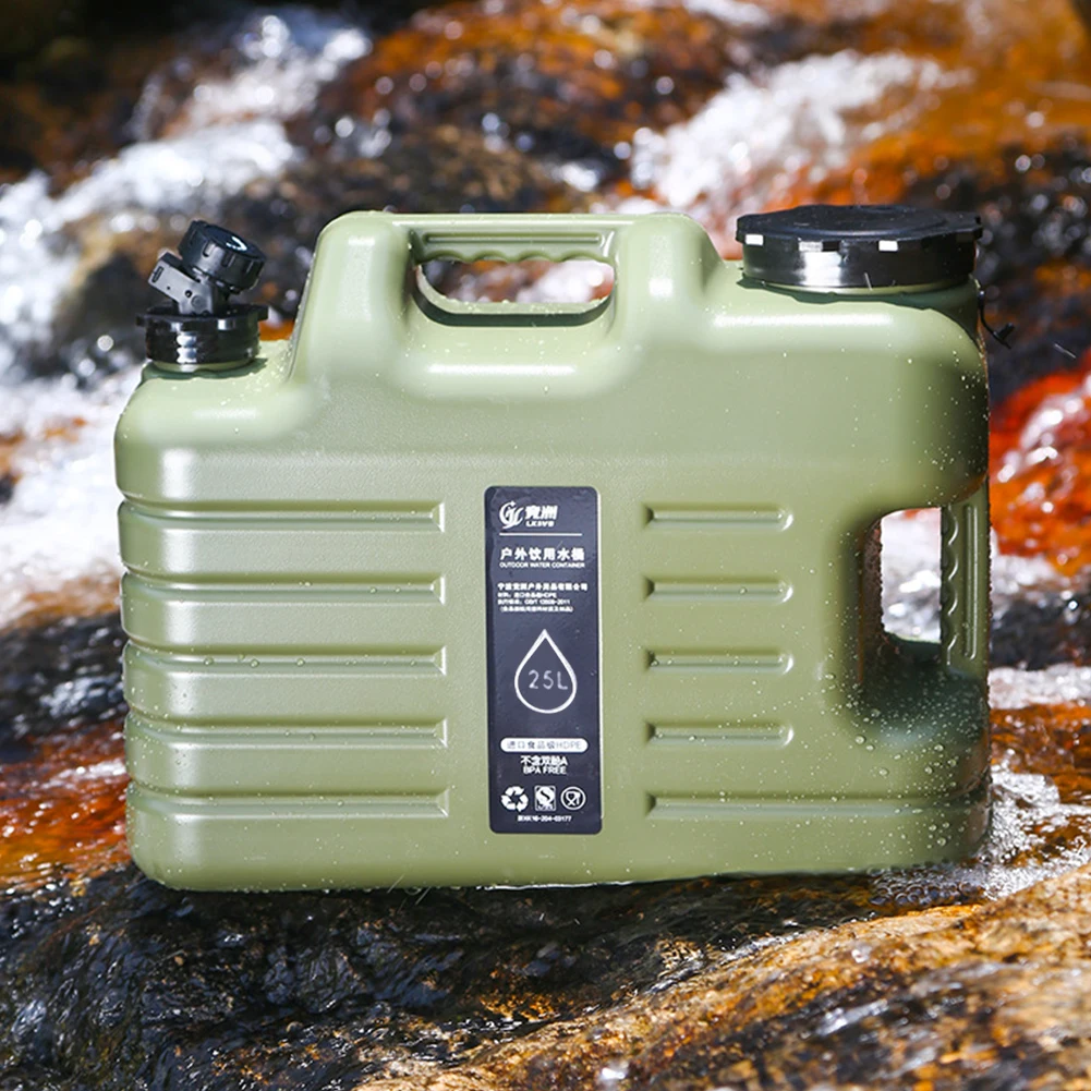 Camping Water Container Portable Emergency Water Storage 25L with Detachable Faucet No Leakage Camping Hiking Supplies