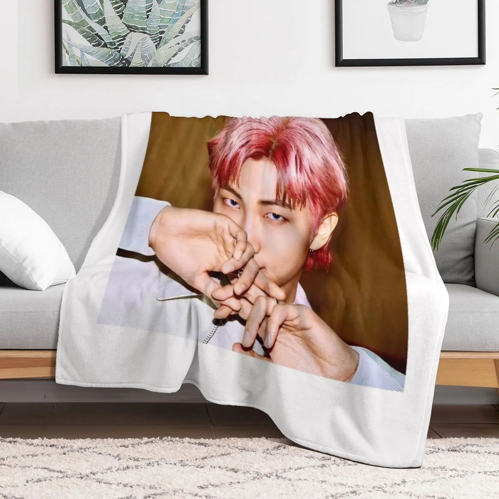 Namjoon butter teaser photo pink hair RM Throw Blanket Single Cute Plaid Baby For Baby Blankets