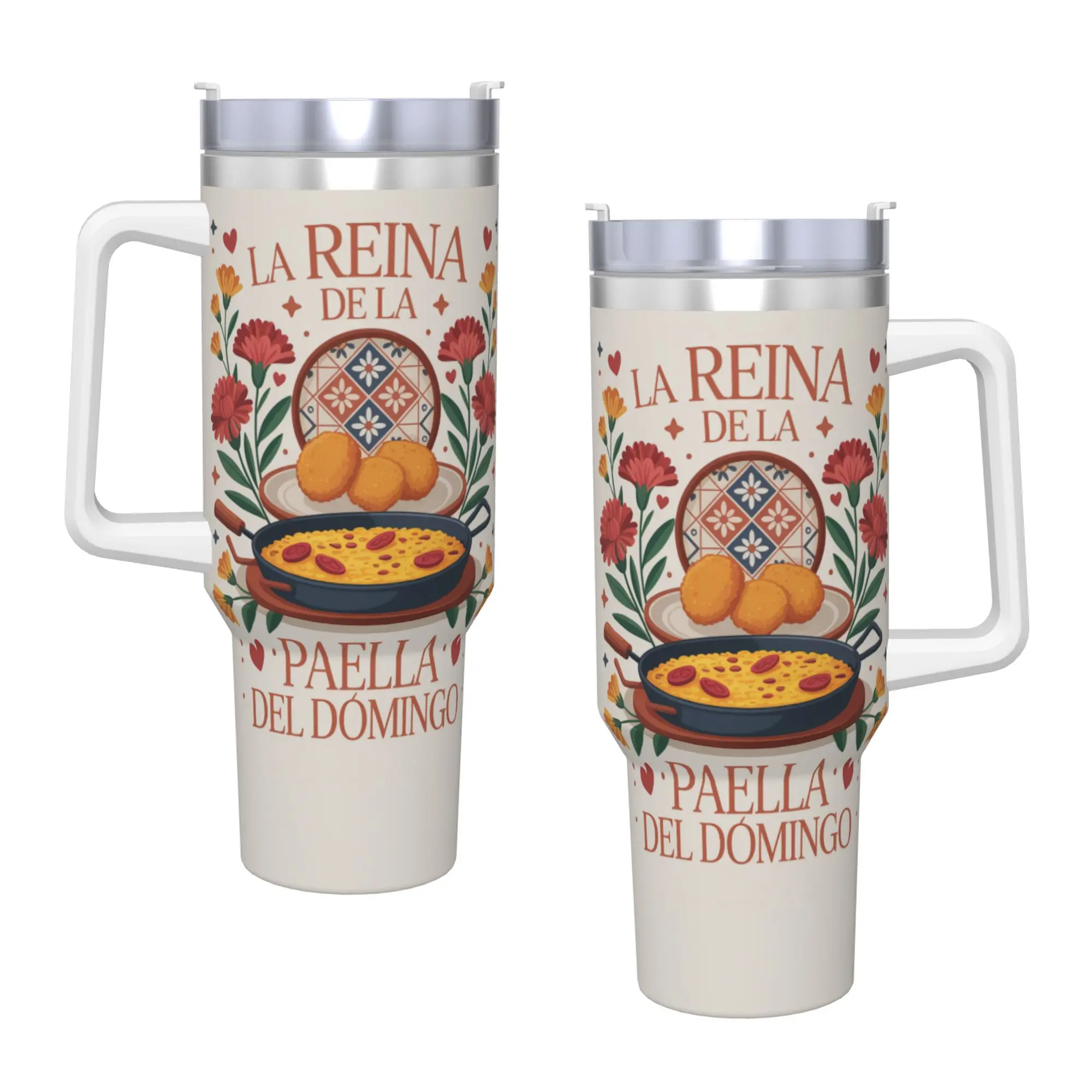 Spanish Quote Mom Food Graphic Tumbler Mothers Day Gifts Sunday Cooking Print Tumblers Coffee Cups 40oz