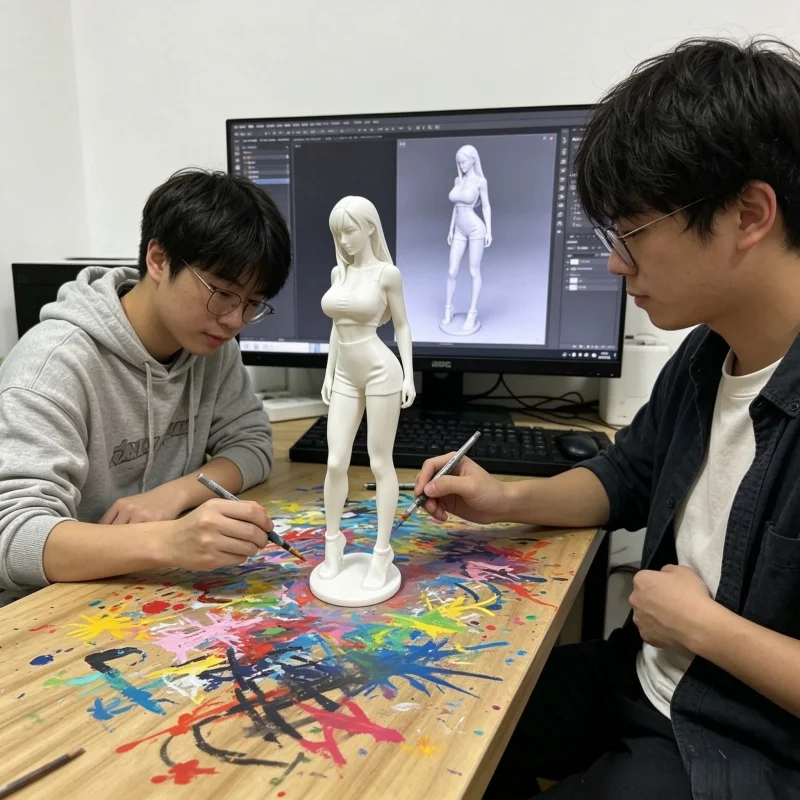 Perfect Collectible 3D Printed Long Hair Exquisite Shorts Girl Figure , Bedroom Desktop Ornament ，Gift for Otaku Figure Lovers