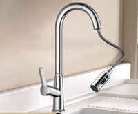 Kitchen Faucet Pull-out Household Gun Gray Hot and Cold Vegetable Basin Balcony Universal Rotating Splash-proof Faucet Factory