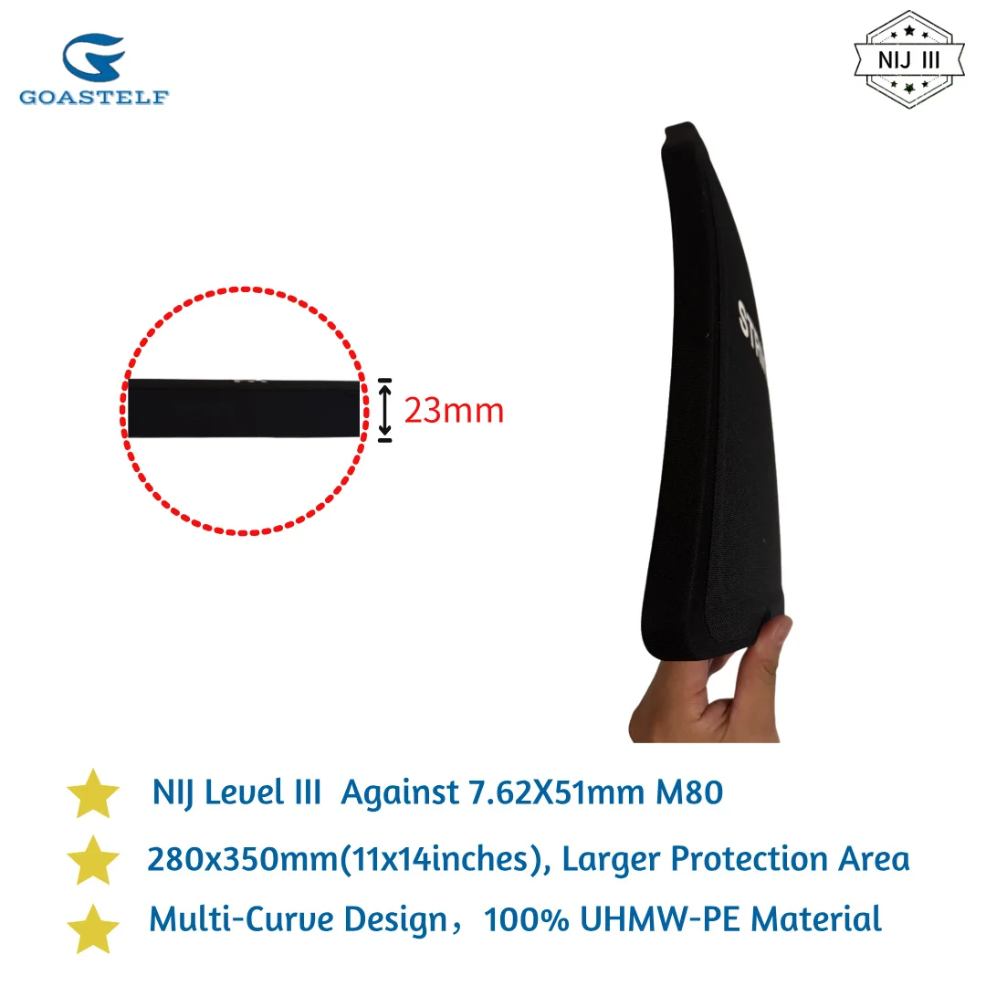11x14inches Multi-Curve NIJ III Tactical Vest Armor Plate Pure UHMWPE Ballistic Plate NIJ Level 3 Ballistic Plate Body Armor