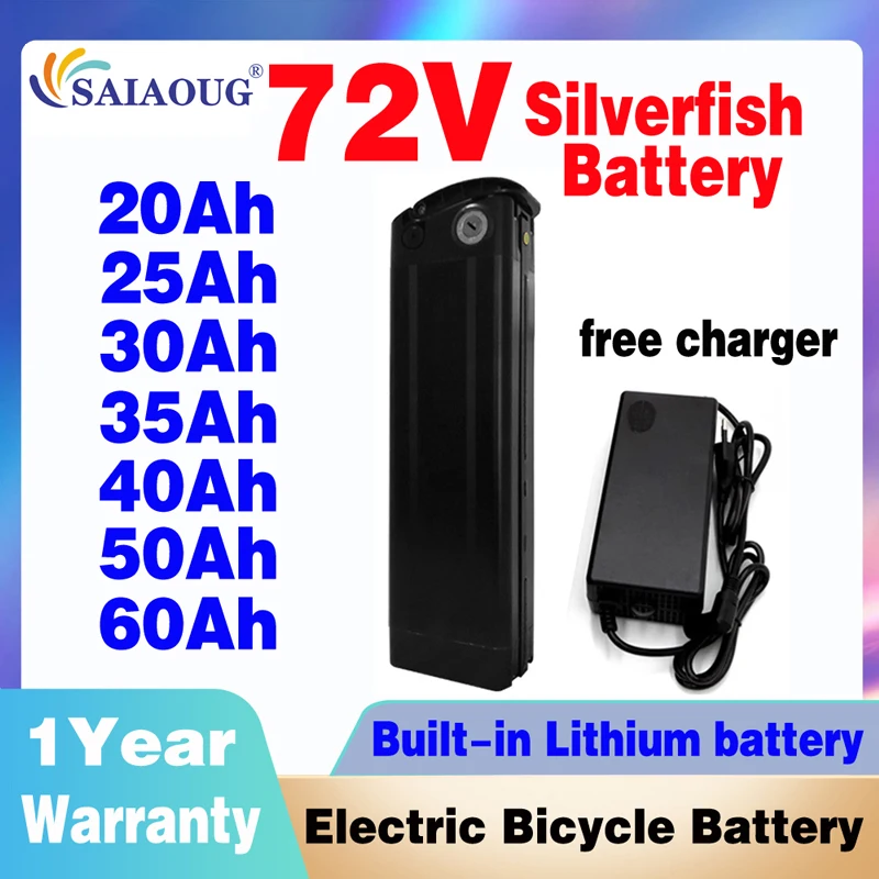 

Ebike Battery 72v Bici Elettrica 35ah 30ah 18650 40ah 50ah 60ah 20ah Pack Lithium Rear Rack 1500w 3000w Bateria 72v 25ah