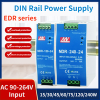 Ultra Slim Step Shape DIN Rail Power Supply AC 90-264V Input 12/24V output DR-15W 30W 45W 60W 75W 120W 240W