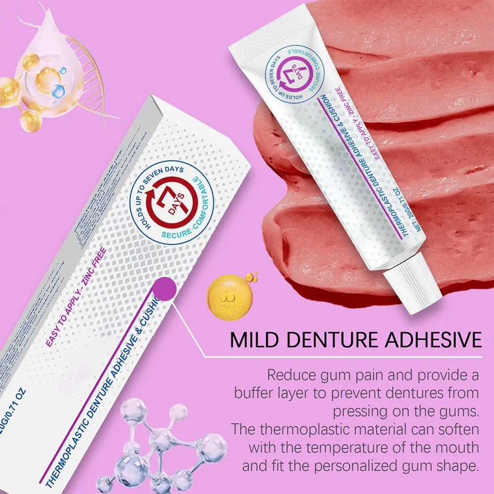 20g/28g Seamless Fit Thermoplastic Denture Adhesive Comfortable Oral Health Care Long Lasting Reusable Denture Care