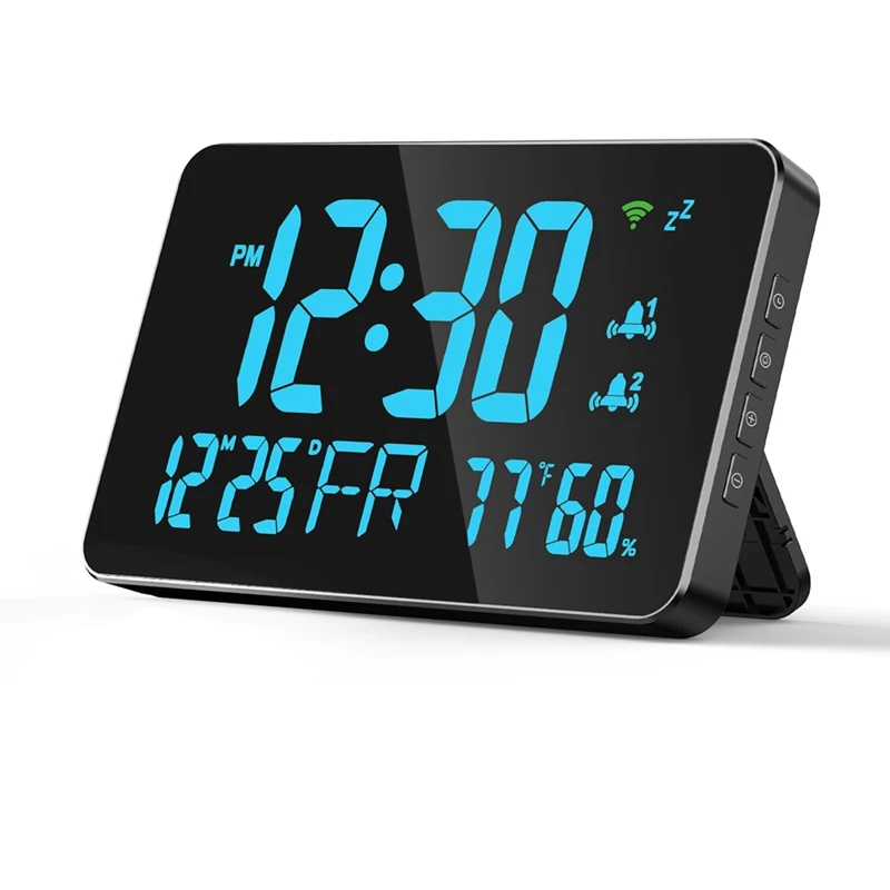 

Digital Clock Alarm Clock Wifi Clock, Extra Large Letters, Temperature And Humidity, Calendar, Week, 4-Level Brightness Durable