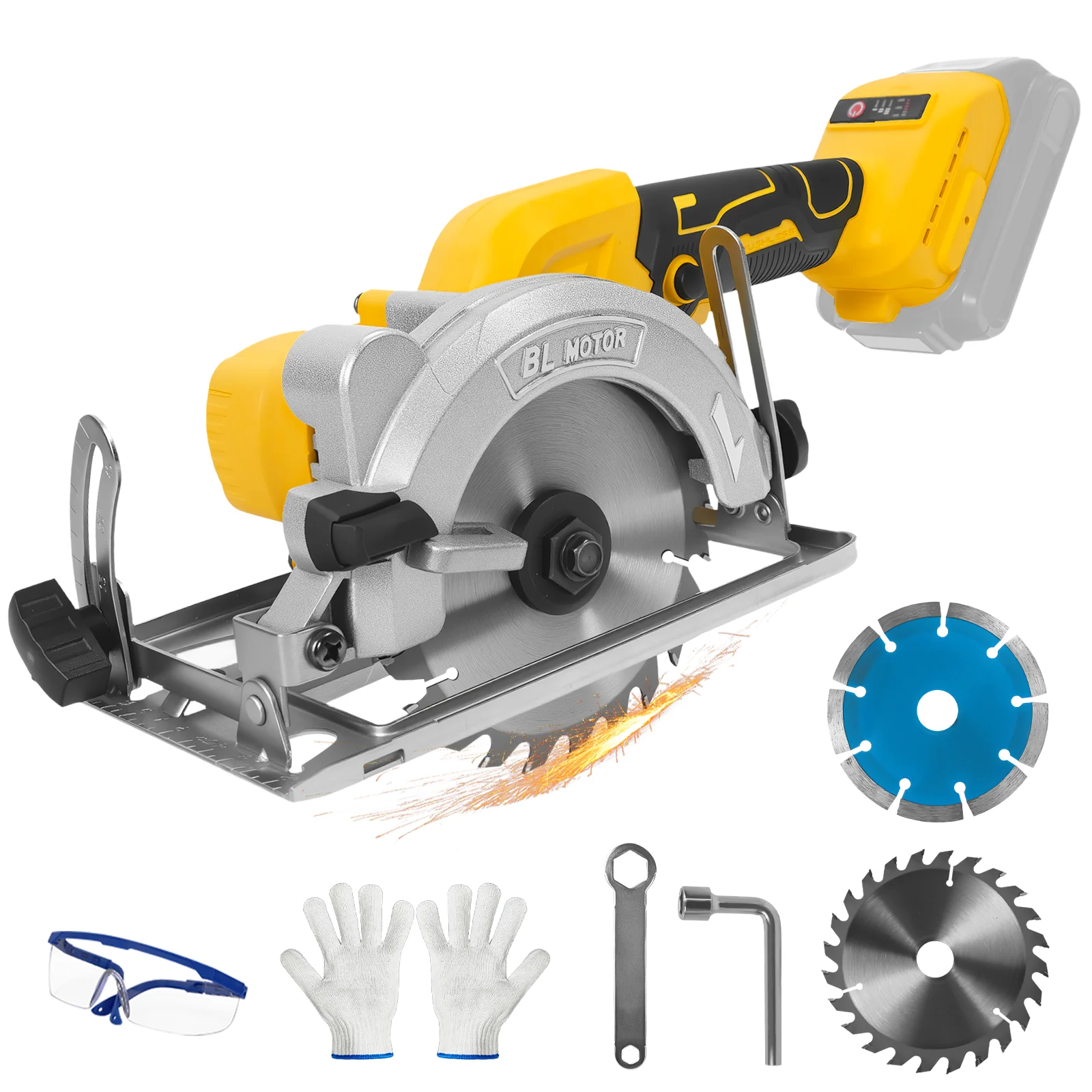 5Inch Brushless Electric Circular Saw 8000RPM 3 Speed Cordless Power Saw Woodworking Cutting Tool for Dewalt 20V Battery Pin