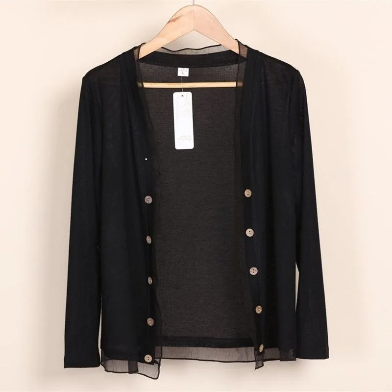 Summer Women's Thin Cardigans Knitted Sweaters Air-conditioned New Lace Sun-protective Clothing Small Shawls Paired Large-sized