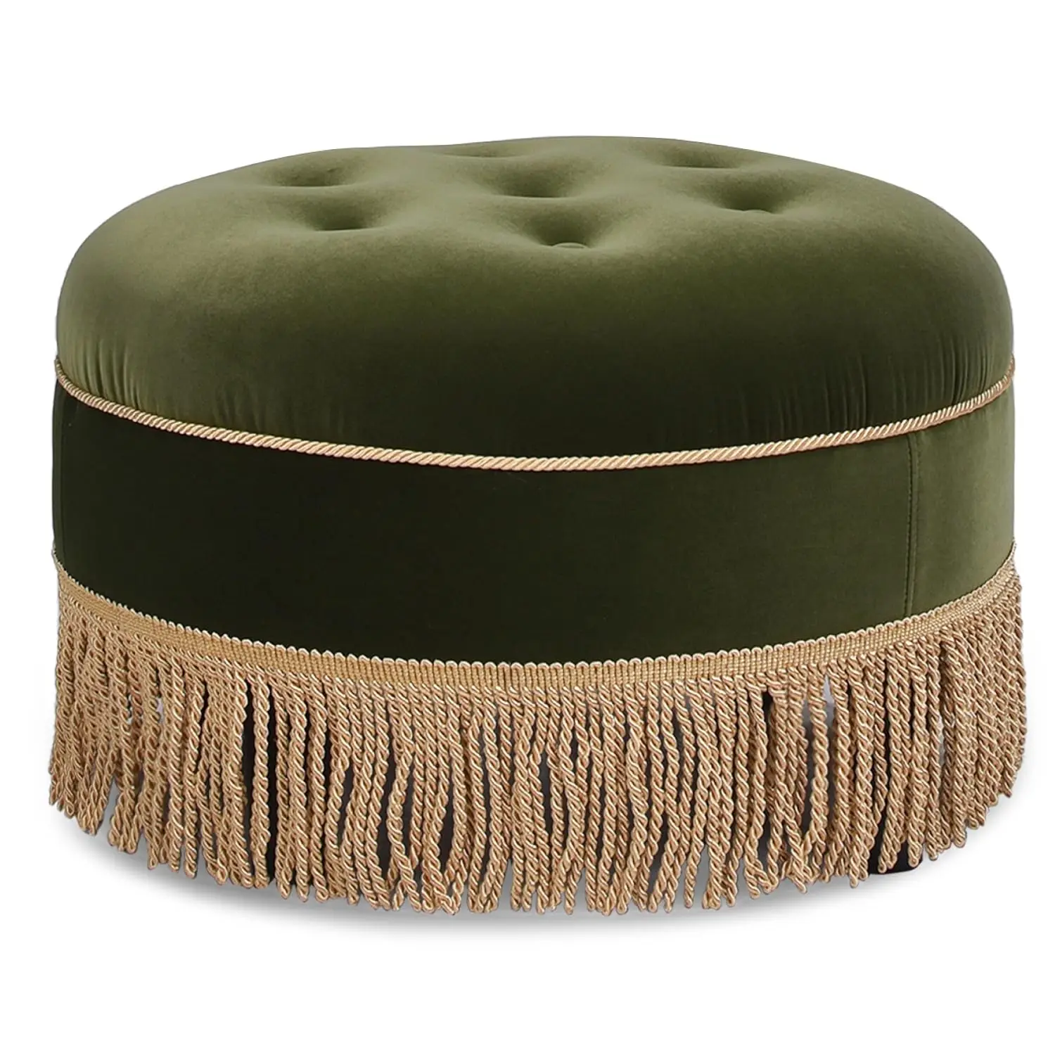 Round Upholstered Accent Ottoman, Medium Size, Living Room & Bedroom Footrest Stool, 24 Inch, Customized