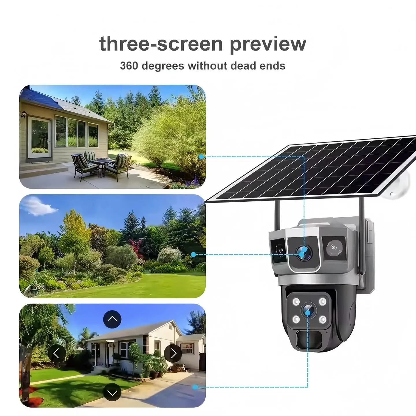 4G Solar Camera  Wireless CCTV HD 12MP 6K Dual Lens Triple PTZ Auto Tracking Security Home Monitor V380 Pro Outdoor Camera