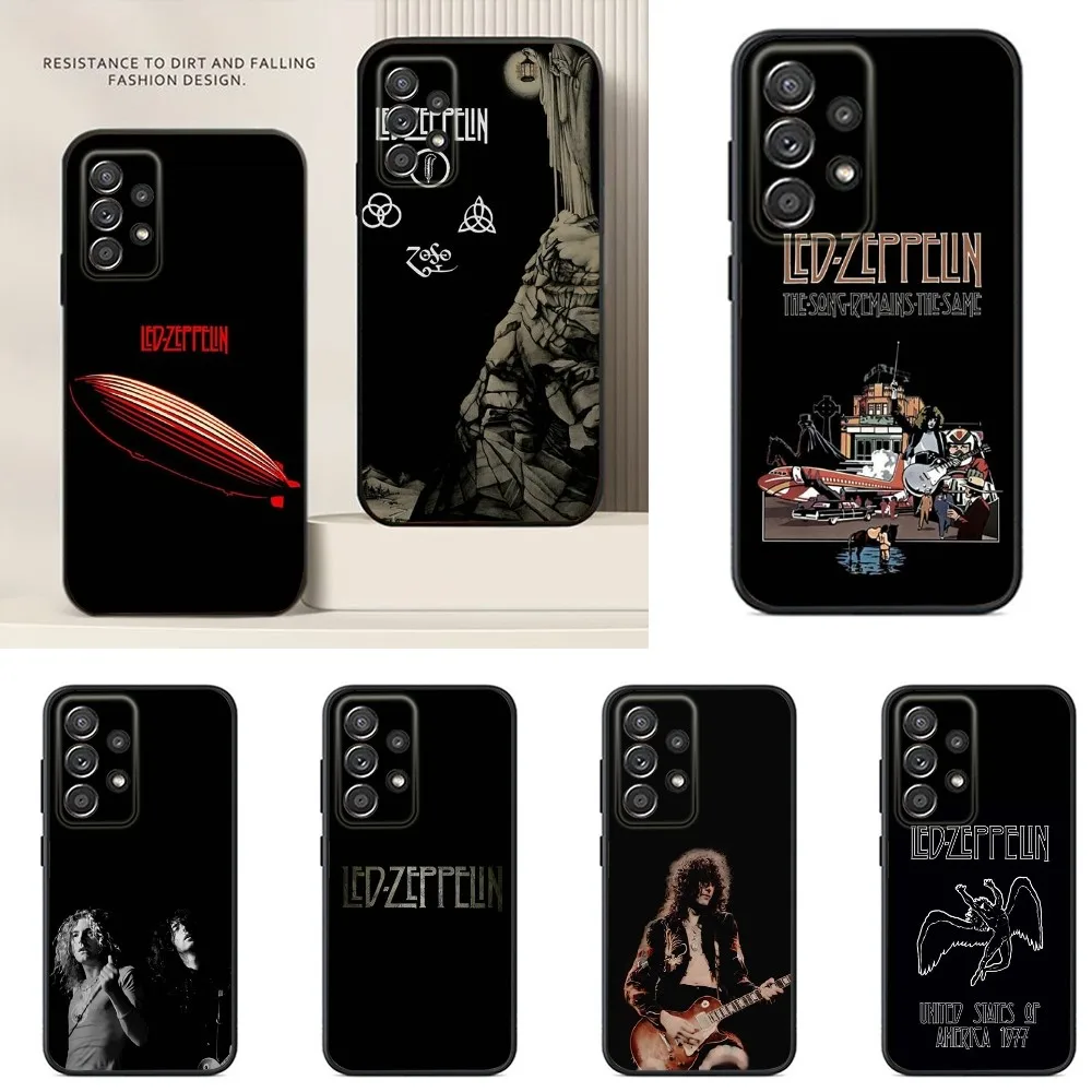 L-Led Band Z-Zeppelin Phone Case For Samsung S24,S23,S22,S21,S20,S10,S10E,S9 Ultra Plus FE Note 20 Ultra 10 9 Plus Black Case