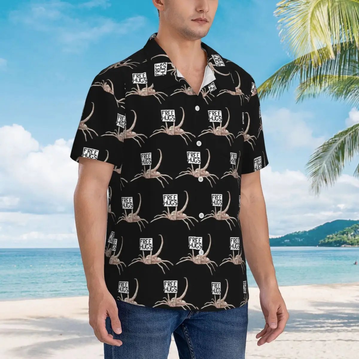 

Horror Face Hugger Facehugger Alien Xenomorph Hawaiian Shirts Funny Men Short Sleeve Shirt for Summer Beach Men's Button Tops