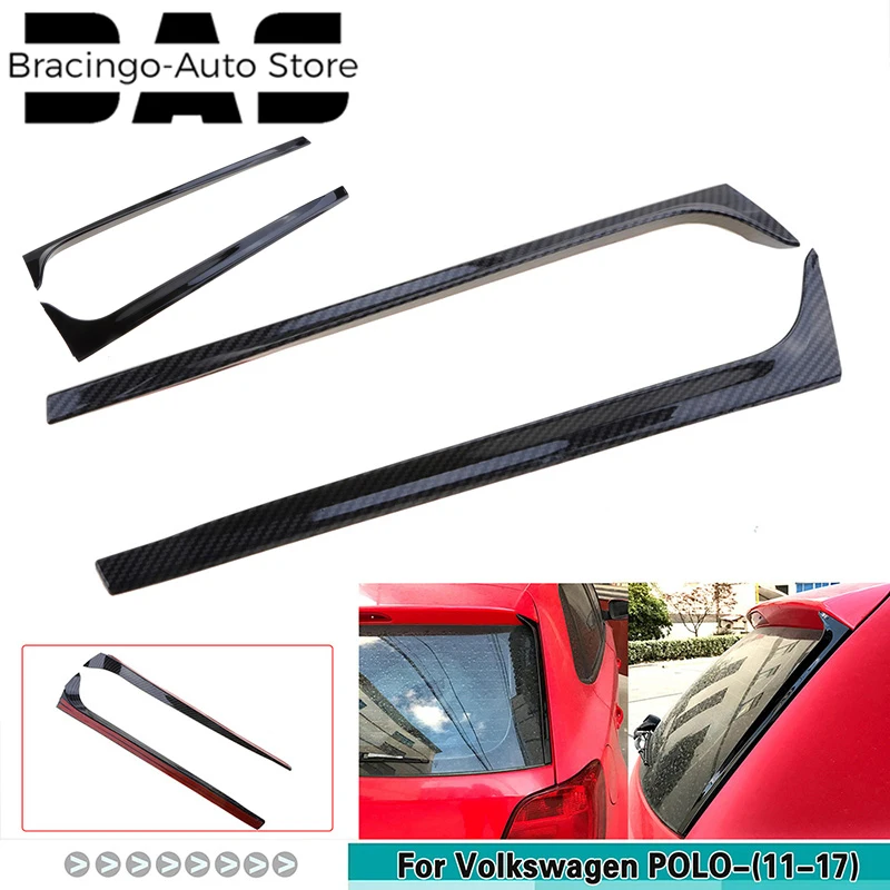 Bracingo Fit For VW Volkswagen Polo Mk5 6R 6C 2009 - 2017 Rear Window Side Spoiler Fins Moulding Trim Strip  Car Decorative