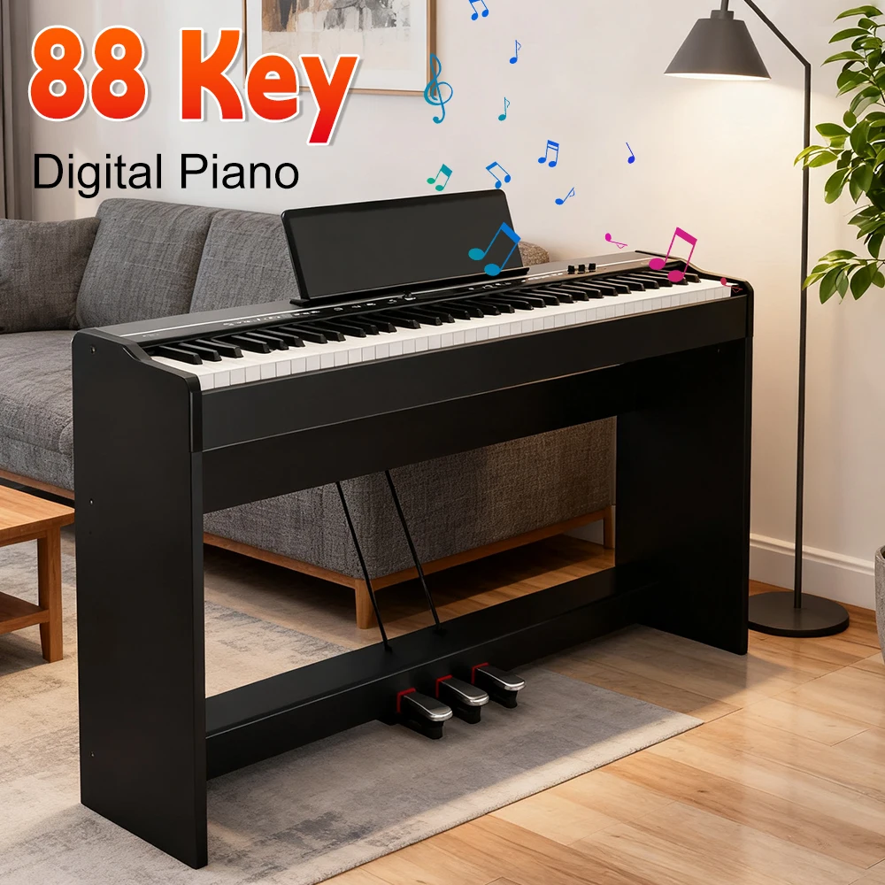 

D5 Portable 88 Keys Digital Piano Dual Stereo Weighted Hammer Electronic Piano USB/MIDI 88 Keys Electronic Organ for Adult Kids