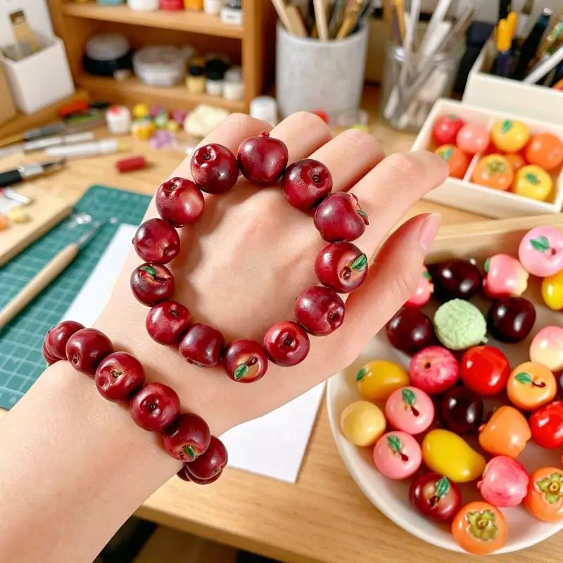 10PCS Lifelike Miniature 3D Fruit-Shaped Resin Beads For DIY Bracelet Stringing