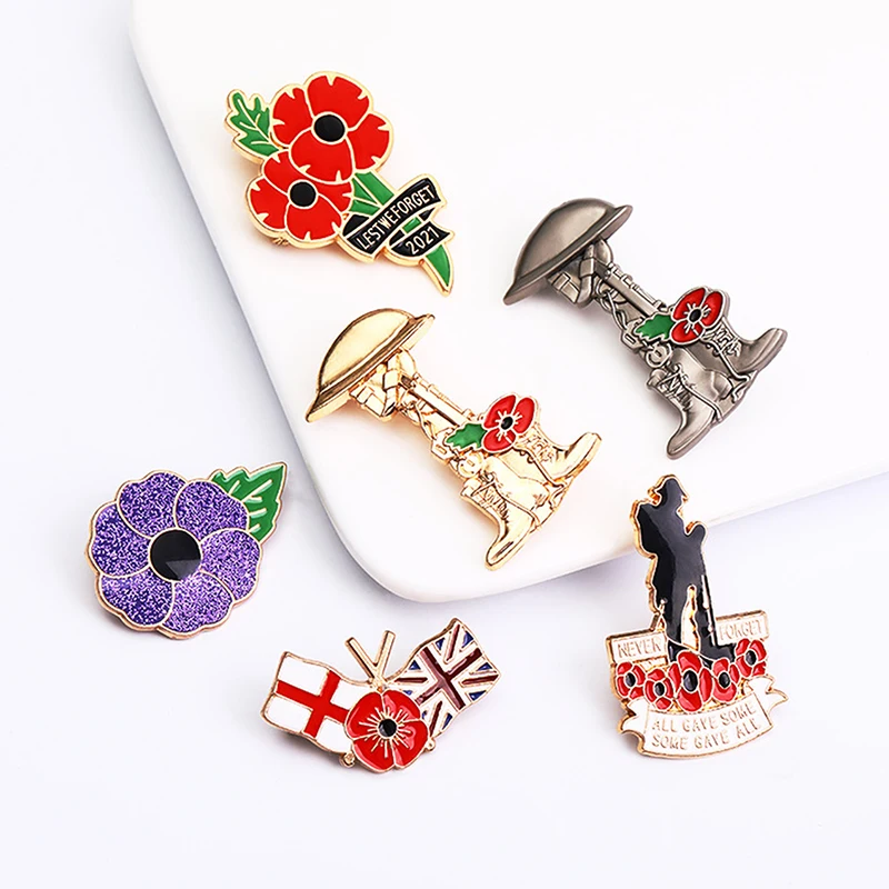 Hot Sale Red Poppy Pins Women Men Flowers Brooch Pins Remembrance Day Veterans Day Memorial Day Boutonniere Pin Accessories