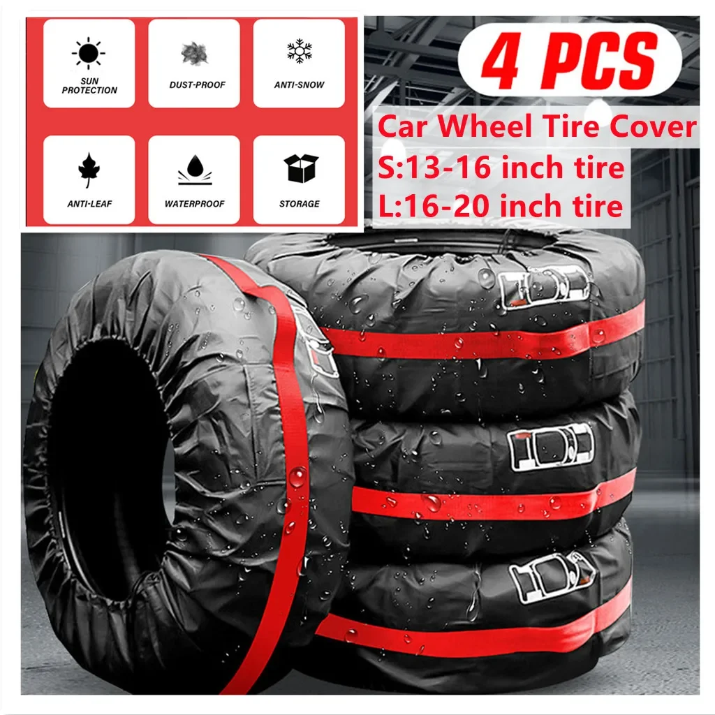 

4Pcs Universal Auto 13-20 Inch Car Spare Tire Cover Case Polyester Tires Storage Bag Carrier Tyre Wheel Protector Waterproof