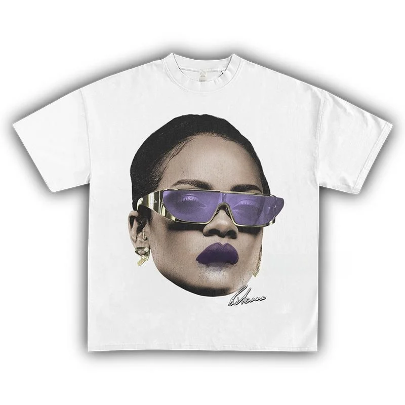 

Футболка Homage Tees Rihanna с американским хип-хоп принтом, ретро-принтом с персонажами, плотная, с коротким рукавом, свободного кроя, из чистого хлопка, молодежная