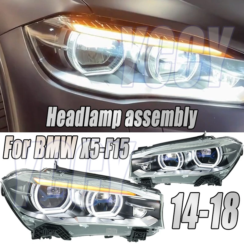 

Светодиодные фары в сборе для BMW X5-F15 2014-2018 гг., синяя рамка, фары Plug and Play с полным светодиодным обновлением, модернизирующие фары