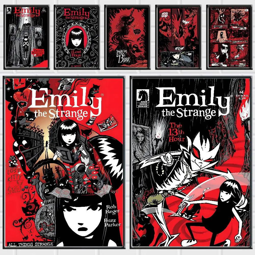 Gothic Character Emily the Strange Posters Premium Self-Adhesive No Residue Wall Sticker for Home Office Bar Decor