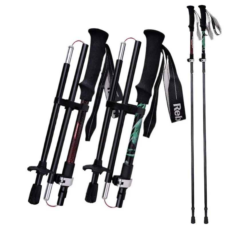 Carbon fiber trekking poles, aluminum alloy, ultra-light and portable, retractable and foldable