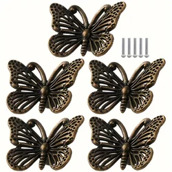 5Pcs Home Decoration Handle Drawer Pull Handles Vintage Butterfly Handle Pull Knob Furniture Cupboard Cabinet Handles Kitchen