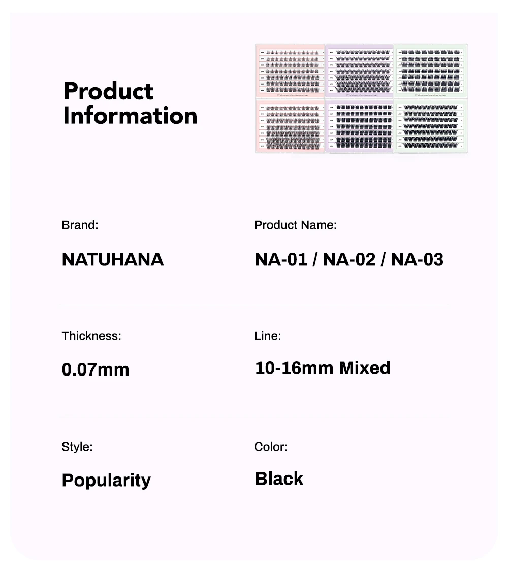 NATUHANA Cluster-Wimpern, DIY-Wimpernverlängerung, Mix-Stile, individuelle Wimperncluster mit Bindung und Pinzette für Selbstanwendungen – Detail 3