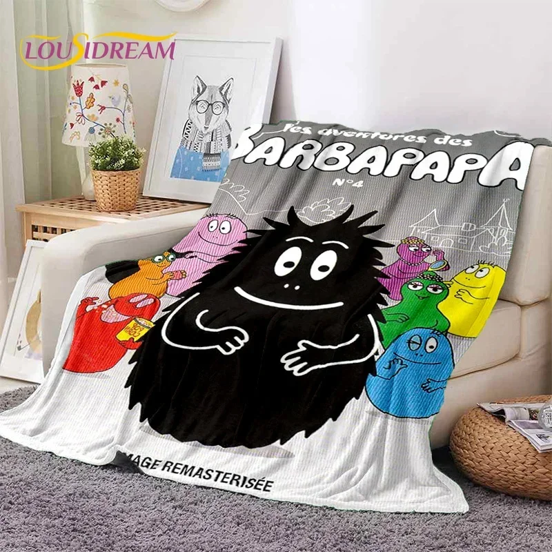 3D Cartoon Les Barbapapa Family Soft Flannel Blanket for Beds Bedroom Sofa Picnic,Throw Blanket for Cover Outdoor Leisure Gift