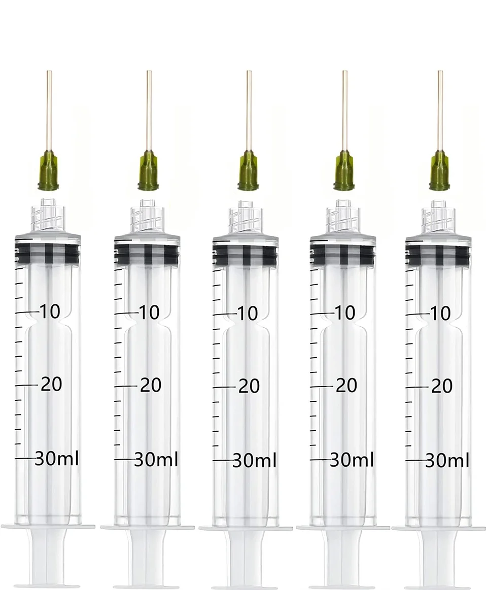 5Pcs 30ml Luer Lock Dispensing Syringe with Blunt Tip Needle Industrial Use for Essential Oil Liquid Glue Refilling Non-Injectio