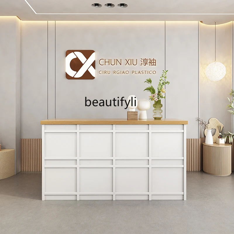 Clothing store bar checkout page counter women's clothing store small solid wood retro front desk simple reception desk