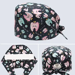Tooth Fairy Surgical Caps Medical Scrub Hat Long Hair Beauty Salon Skullcap Veterinary Hats with Botton Chef Nursing Hats M981