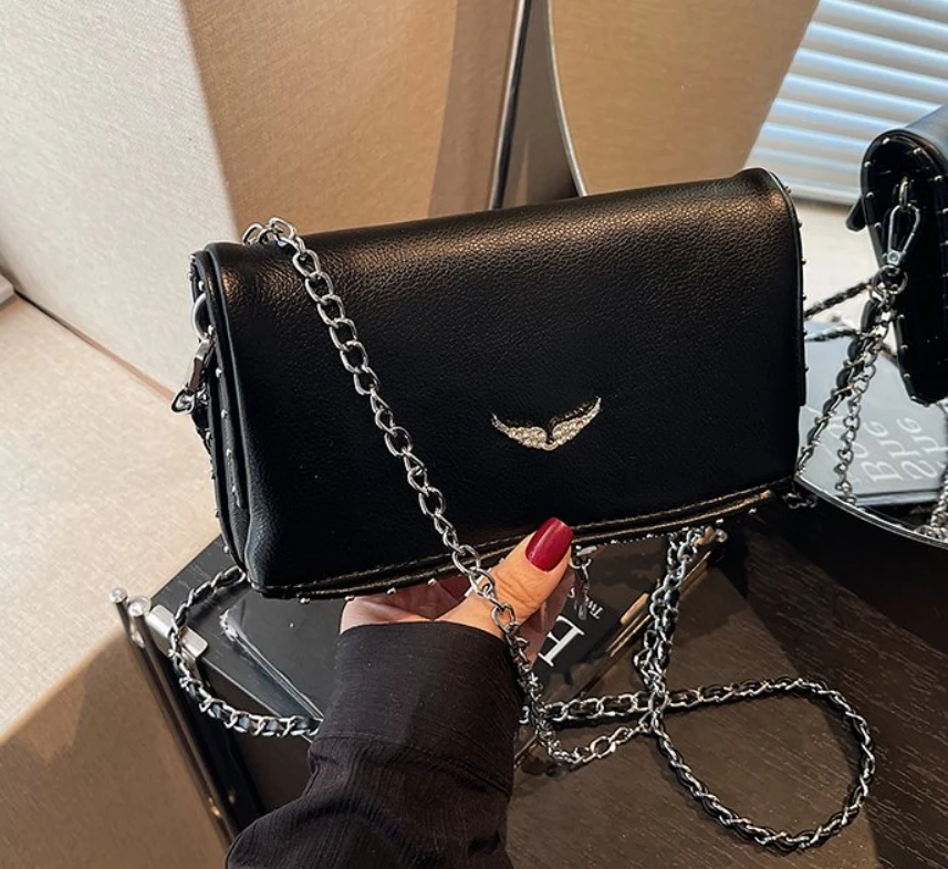 

Fashionable Envelope Chain Bag - Women's ZV Inspired Rhinestone Wing, Casual Vintage Shoulder Crossbody Bag