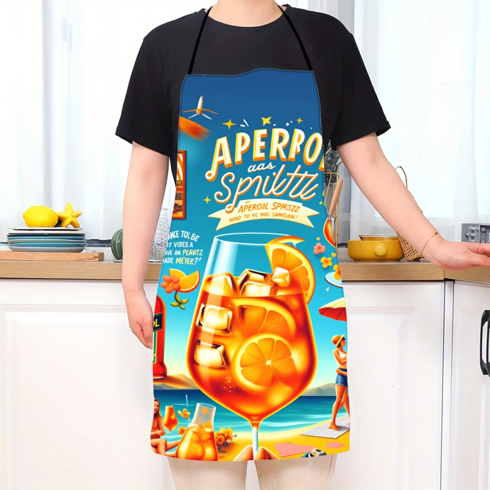Aperol Spritz Cocktail Apron Summer Beach Party Drink Theme Kitchen Apron For Men Women Barbecue Cooking Gift