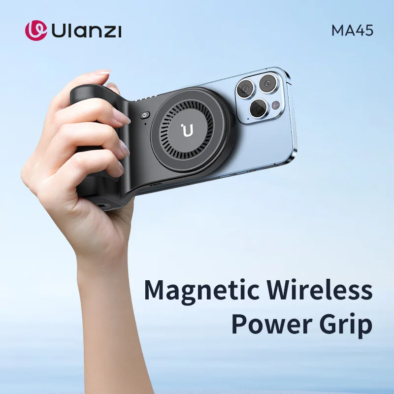 Ulanzi MA45 Magnetic Wireless Power Grip 5000mAh Vertical Horizontal Shoot for Livestreaming Food Vlog Phone Selfie Handle Grip