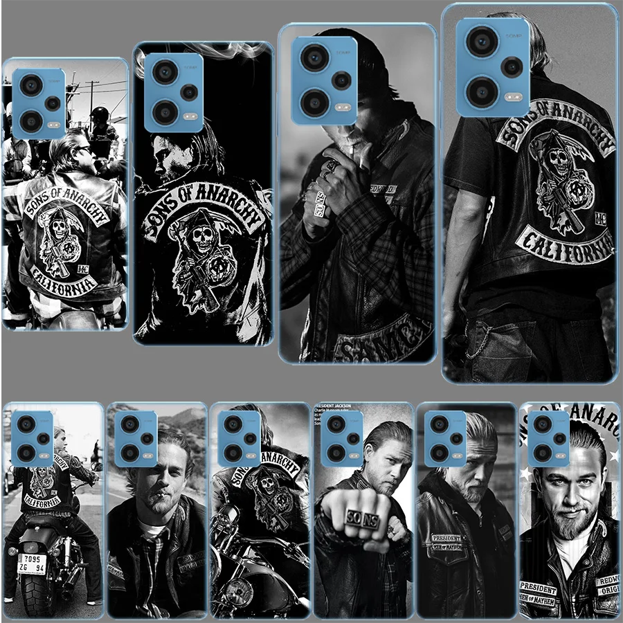 American TV Sons of Anarchy Case for Xiaomi Redmi Note 12 Pro 11 Pro Plus 11S 11T 11E 10 5G 10S 9S 9T 9 8T 8 7 TPU Clear Phone C