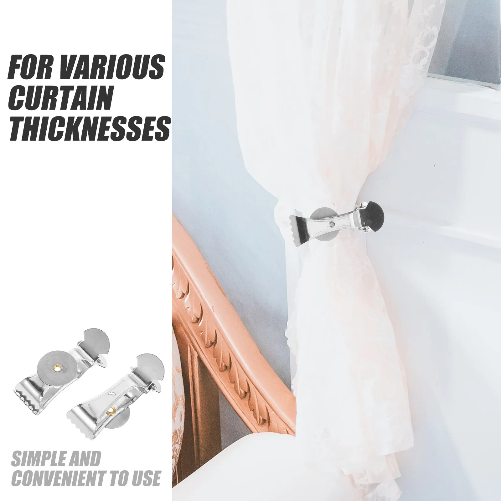 10Pcs Curtain Tiebacks Metal Clips Strong Hold Drapes Tie Up Curtains for Living Room Bedroom Nursery Window Decor