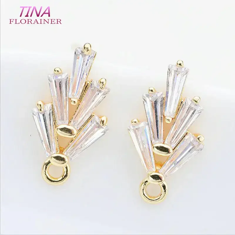 14*7 MM 14K Gold Color Brass with Zircon Stud Earrings High Quality Diy Accessories Jewelry Recognitions