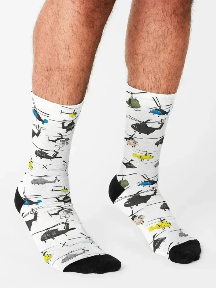 Multiple Helicopters Socks sheer floor golf Stockings Designer Man Socks Women's