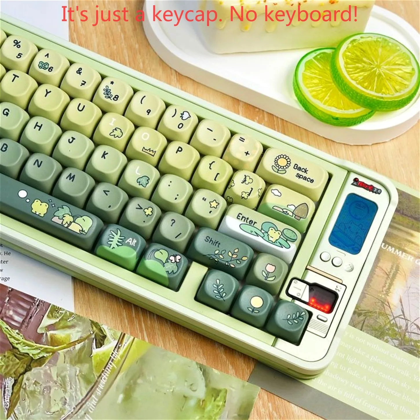 Rainy Lotus Pond Frog Cute Theme MOA Key Cap Kit PBT 132 Key Compatible 60/64/84/98/108 Mechanical Keyboard