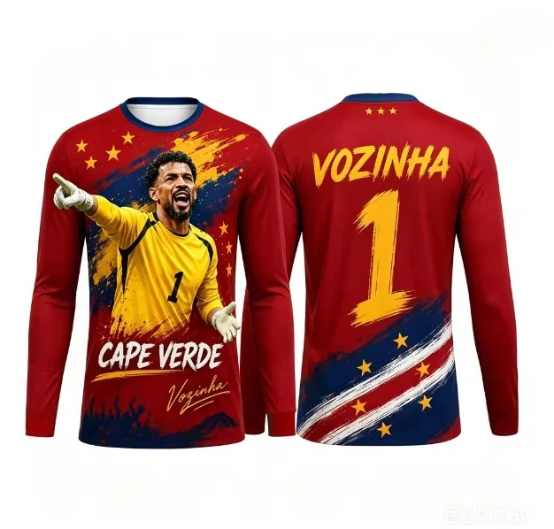 2026 Men Women Quick Dry Long Sleeve Football Fan Top Cape Verde Vozinha No.1 Goalkeeper Graphic Streetwear Y2K Training T-shirt
