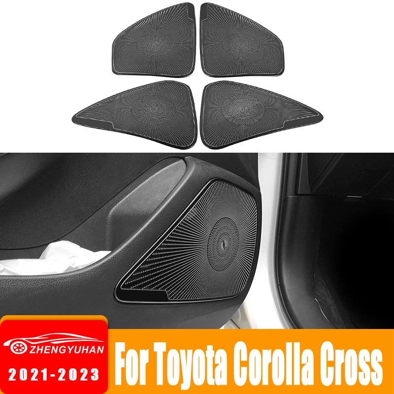 

Car Door Audio Speaker Tweeter Cover Stickers Stainless Steel Accessories For Toyota Corolla Cross XG10 2021 2022 2023 Hybrid GR