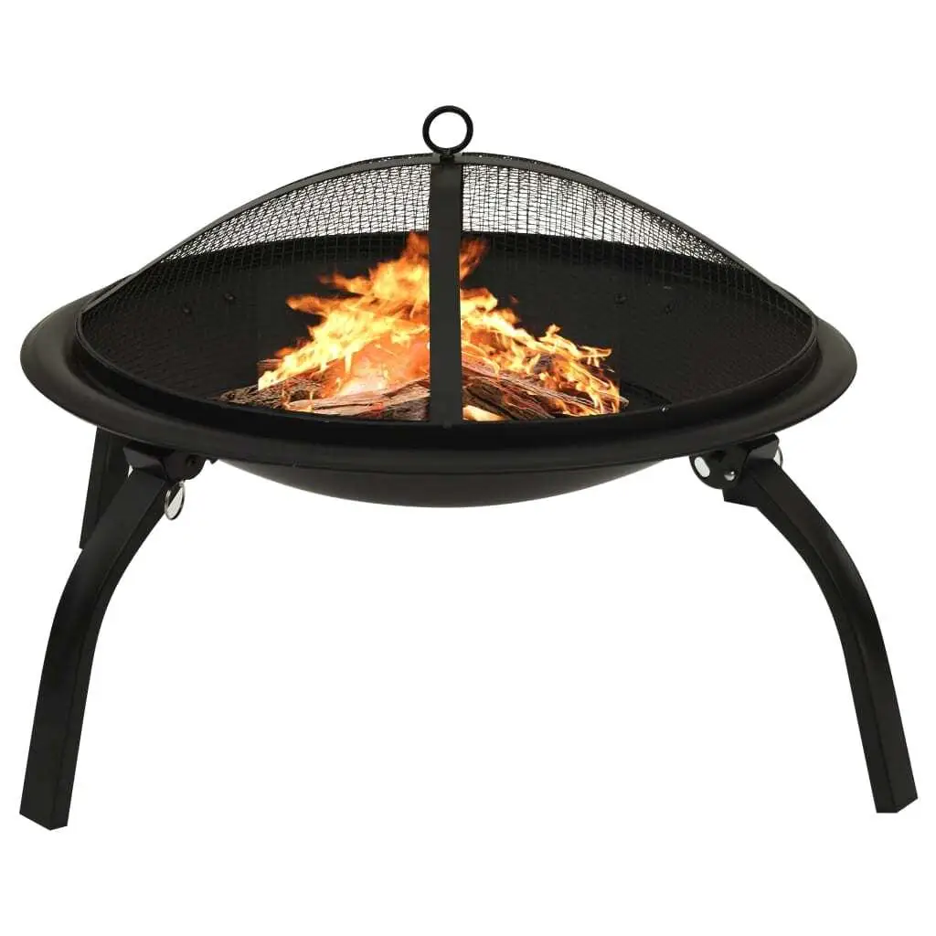 56x56x49 cm 2-in-1 Fire Pit & BBQ Grill Set with Poker - Durable Steel Outdoor Heating & Cooking Solution