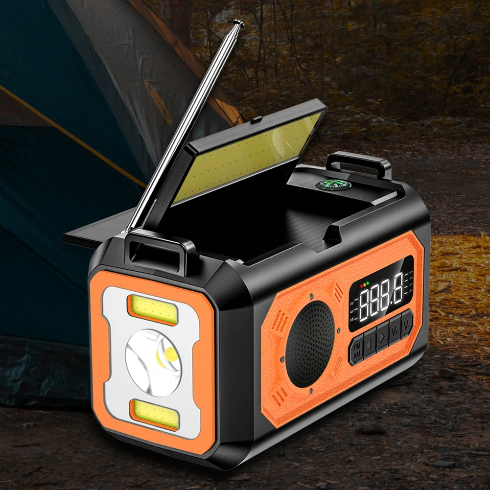 

12000mAh Hand Crank Emergency Radio AM/FM/NOAA Weather Radio with 2 Solar Panels Flashlight &Reading Light SOS Alarm for Outdoor