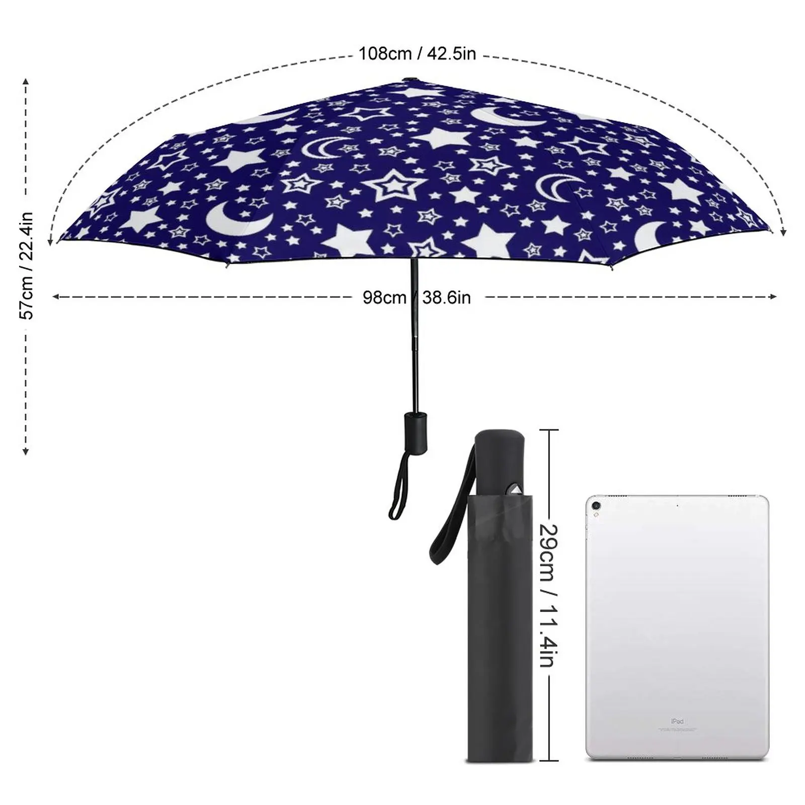 Moon And Stars Umbrella Celestial Print Wind Proof Automatic Umbrella Charm Print Folding Car Umbrella