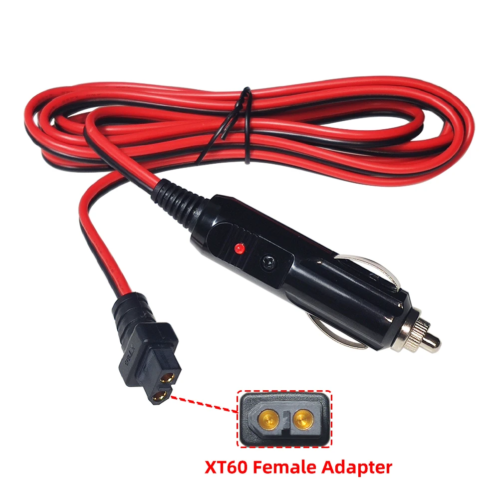 XT60 Car Charger Cable for Ecoflow Portable Power Station PF Cigarette Lighter Male Plug to XT60 Female Adapter Extension Cable