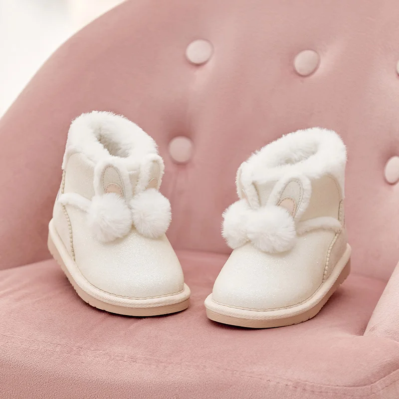 Dave Bella Girls Snow Boots Winter Children Warmth Plush Shoes Baby Cute Rabbit Design Kids Anti Slip Casual Footwear DB4243882