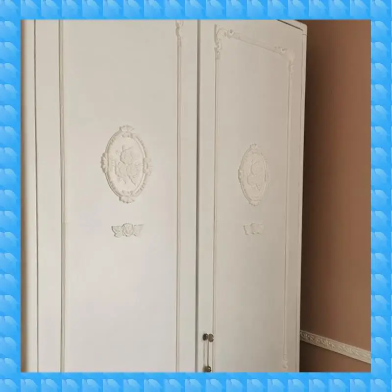 ETRT 4Pcs Wood Carved Applique Frame Onlay Unpainted Furniture Decoration Unpainted Oval Patterns 21X15cm