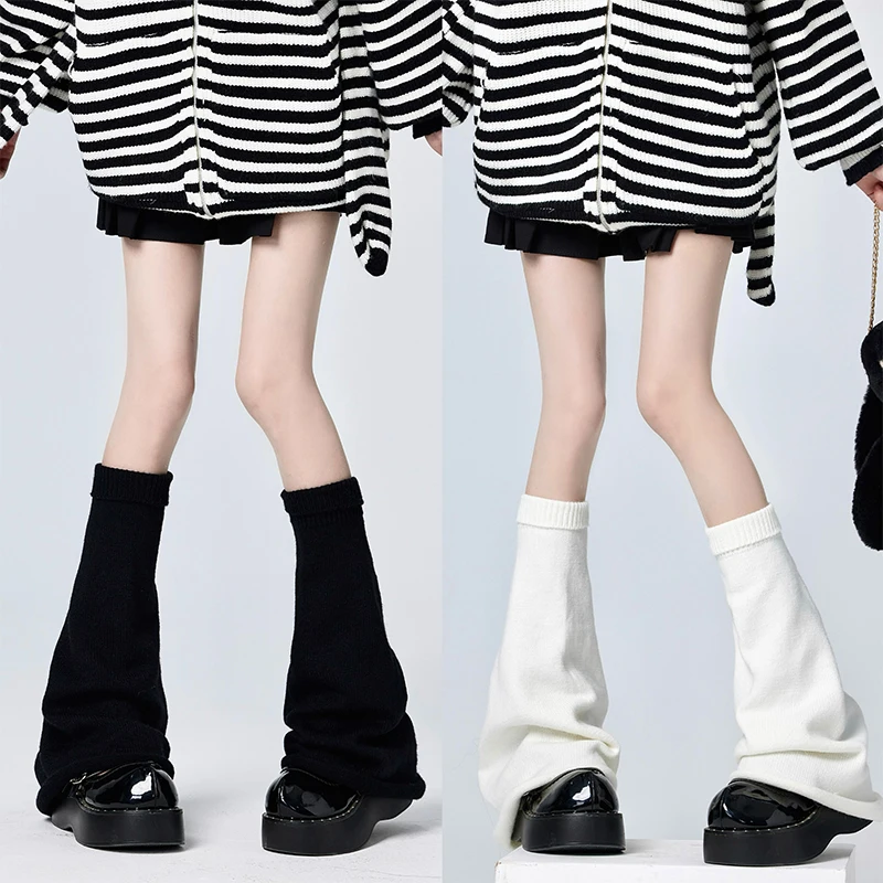 

Thiened Knitted Jk Wide Leg Leg Warmers Women's Autumn Winter Warm Thiened White Woolen