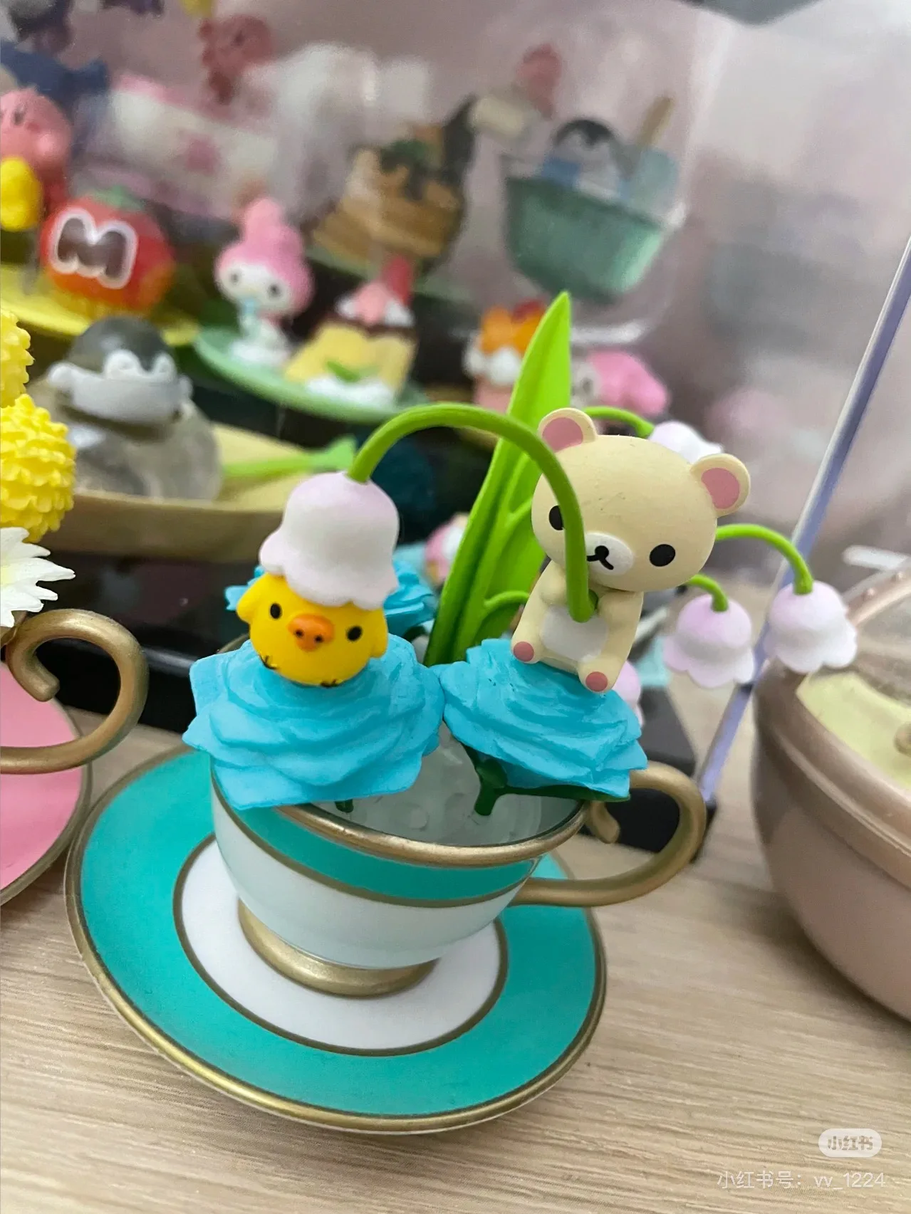 リーメントリラックマフラワーカップかわいいかわいいブラインドボックスおもちゃアニメフィギュアモデルのおもちゃ収集装飾品キッズギフト