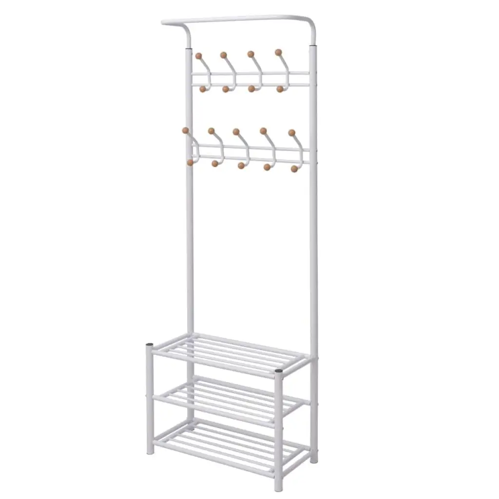 White Clothes Rack with Shoe Storage - 26.8x12.6x71.9 Inch Organizer for Home & Closet